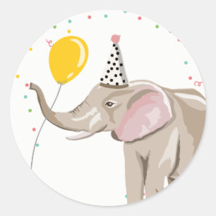 Zoo Party Tiere Safari Jungle Wild Elefant Runder Aufkleber