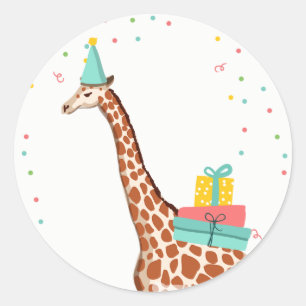 Zoo Party Tiere Safari Jungle Wild Giraffe Runder Aufkleber