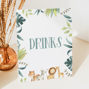 Zoo Safari Animals Drink Drink Table Party Sign Sockelschild