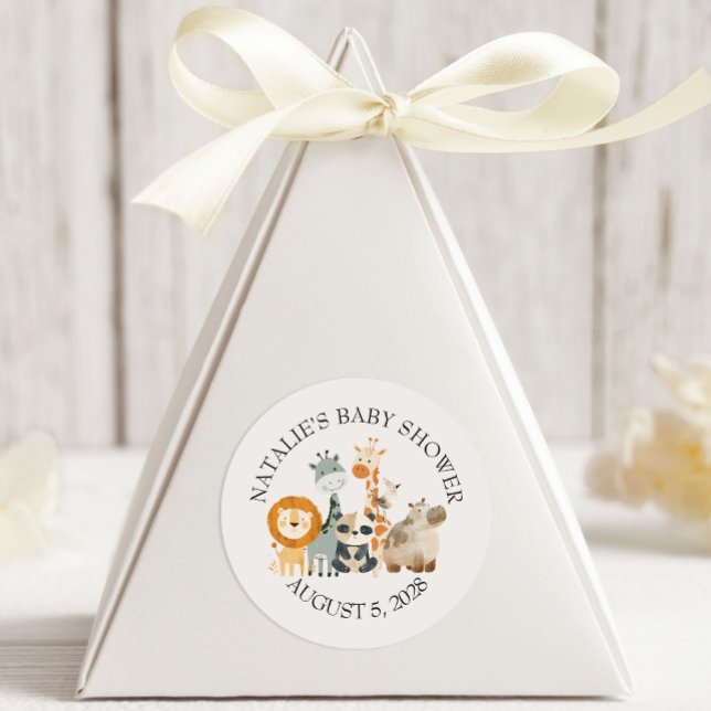 Zoo Safari Kinderzimmer Animals Baby Dusche Runder Aufkleber (Von Creator hochgeladen)