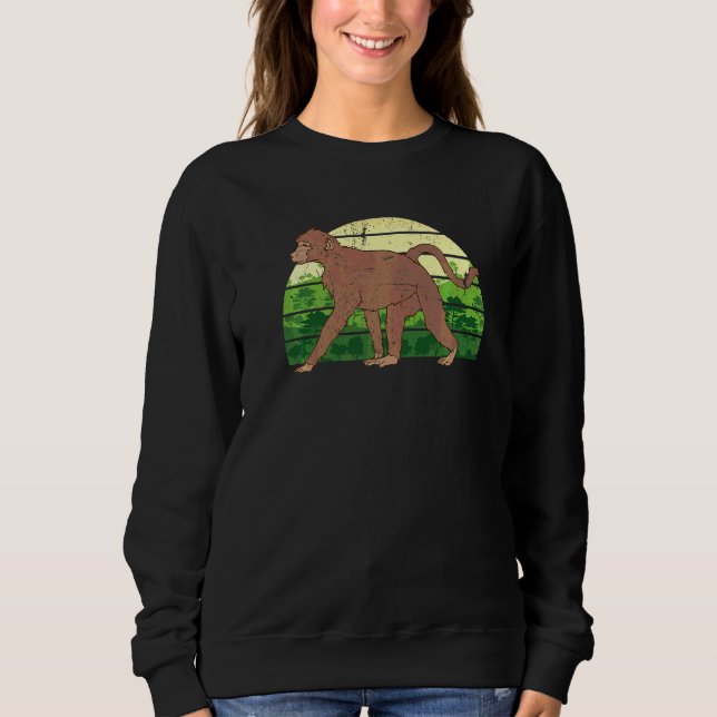 Zoo-Tier Dschungel-Schimpanse Retro-Affe Sweatshirt (Vorderseite)