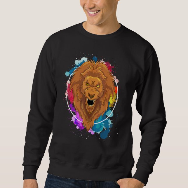 Zoo-Tier Löwe Afrika Safari Farbiger Löwe Sweatshirt (Vorderseite)