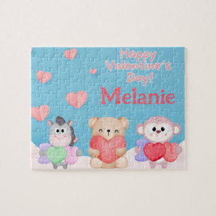Zoo-Tier Valentinstag individuell personalisiertes Puzzle