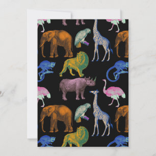 Zoo-Tiere Lebendige Farben Pop-Art Tierliebhaber Einladung