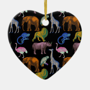 Zoo-Tiere Lebendige Farben Pop-Art Tierliebhaber Keramik Ornament