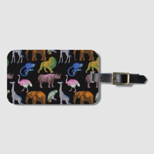Zoo Tiere Vibrannte Farben Pop Art Collection Gepäckanhänger
