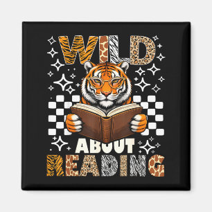 Zoo-Tiere wild auf das Lesen von Büchern Tiger-Jun Magnet