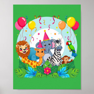 Zoo-Tiere Wildtiere Geburtstag - Safari Dschungel Poster