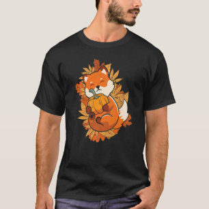Zoo Tierfox Herbst sinkende Blätter Waldtier T-Shirt