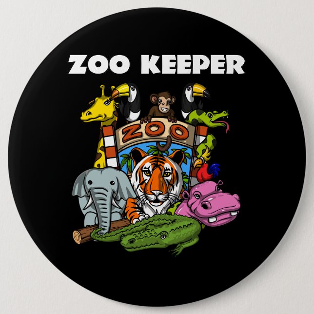 Zoo-Wächter-Tierliebhaber-Party Button (Vorderseite)
