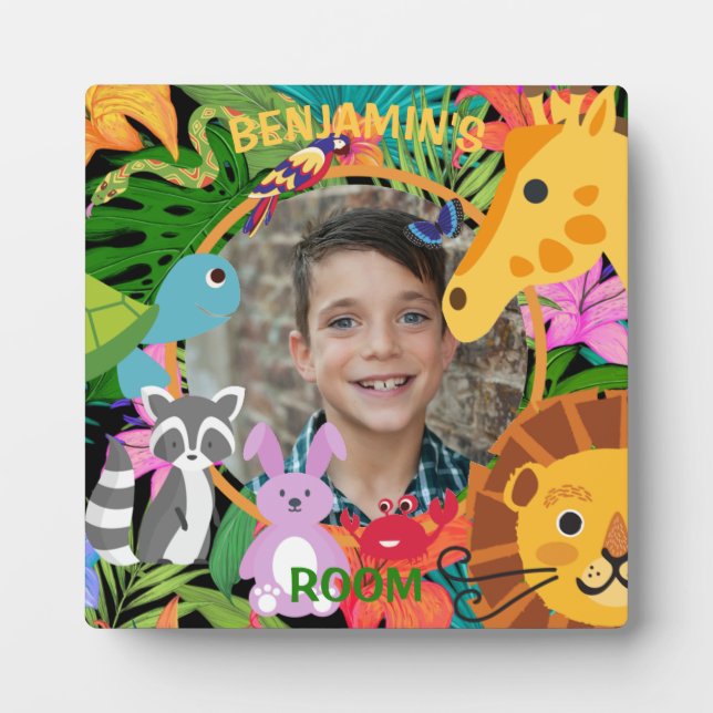 Zoo Wild Animal Jungle Safari Kindergeburtstag Fotoplatte (Vorderseite)