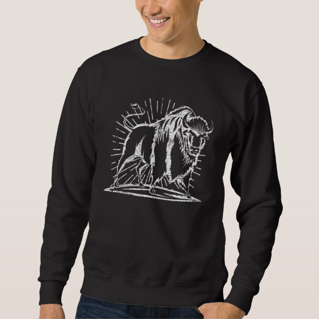 Zoo-Wildtier-Tier  Zoowärter Büffel Bison Distr Sweatshirt (Vorderseite)