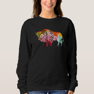 Zoo-Wildtier-Tier Zoowärter Büffel Bison Farbe Sweatshirt