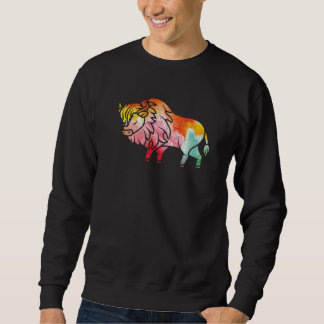 Zoo-Wildtier-Tier Zoowärter Büffel Bison Farbe Sweatshirt