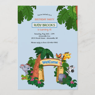 Zoo Willkommen Geburtstagsparty Einladung