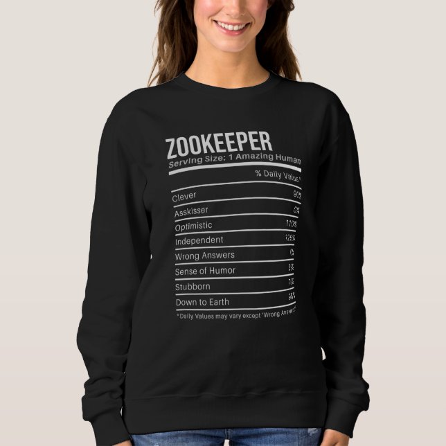 Zookeeper Nährwerte  Ernährungsfakten Sweatshirt (Vorderseite)