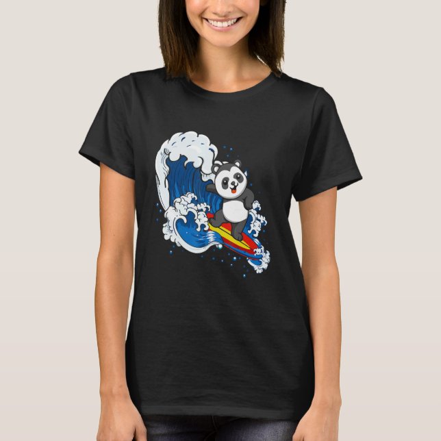 Zookeeping Surfing Wildlife Animal Panda Bear Surf T-Shirt (Vorderseite)