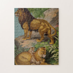 Zoologische Sketch Vintag Lions Jigsaw Puzzle