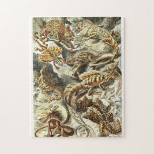 Zoologische Skizze Vintage-Echsen Puzzle