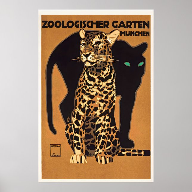 Zoologischer Garten München Schwarzer Panther anf Poster (Vorne)