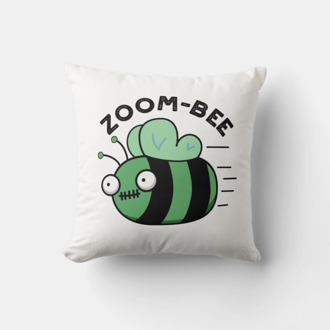 Zoom-bee Funny Halloween Zombie Bee Pun Kissen (Vorderseite)