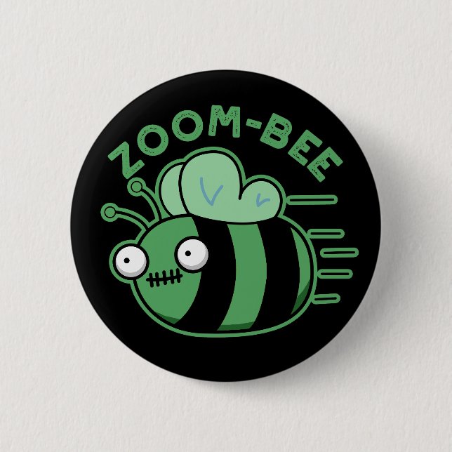 Zoom bee Funny Zombie Bee Pun Dark BG Button (Vorderseite)