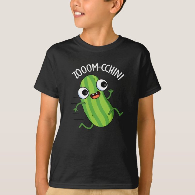 Zoom-cchini Funny Zucchini Pun Dark BG T-Shirt (Vorderseite)