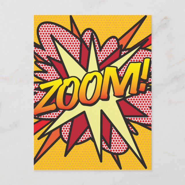 ZOOM Fun Retro Comic Pop Kunst, Dichtung und Musik Postkarte (Vorderseite)