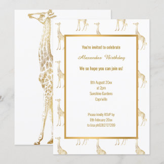 ZOOM THEMED GOLD GIRAFFE GEBURTSTAG EINLADUNG