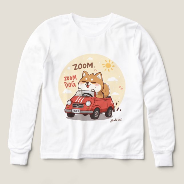 Zoom Zoom Fox Kids T-Shirt – Cute Animal Car Desig (Design Vorderseite)