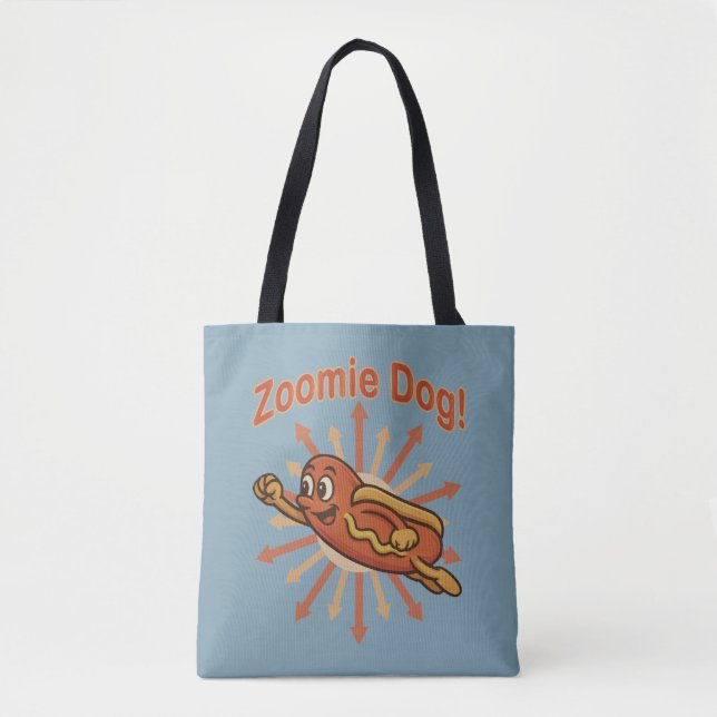 Zoomie Dog Flying Hot Dog Cartoon - Fun Retro (Vorderseite)