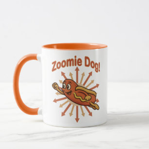 Zoomie Dog Flying Hot Dog Cartoon - Fun Retro Tasse