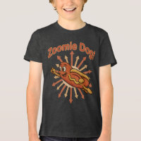 Zoomie Dog Flying Hot Dog Cartoon - Fun Retro