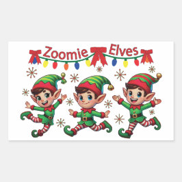 Zoomie Elves Weihnachten Rechteckiger Aufkleber