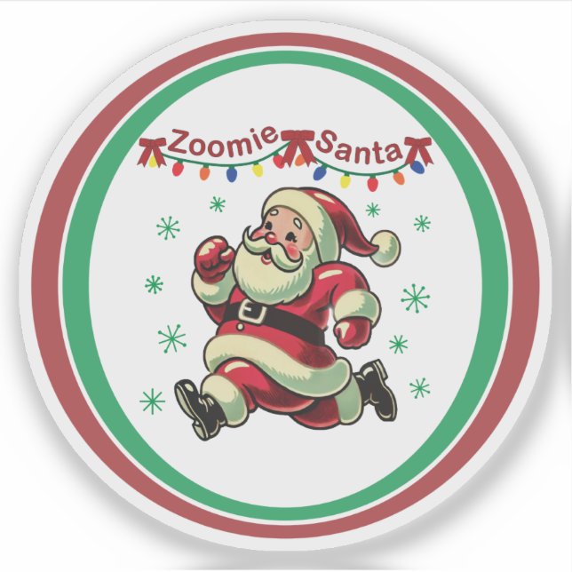 Zoomie Santa Christmas Aufkleber (Vorderseite)
