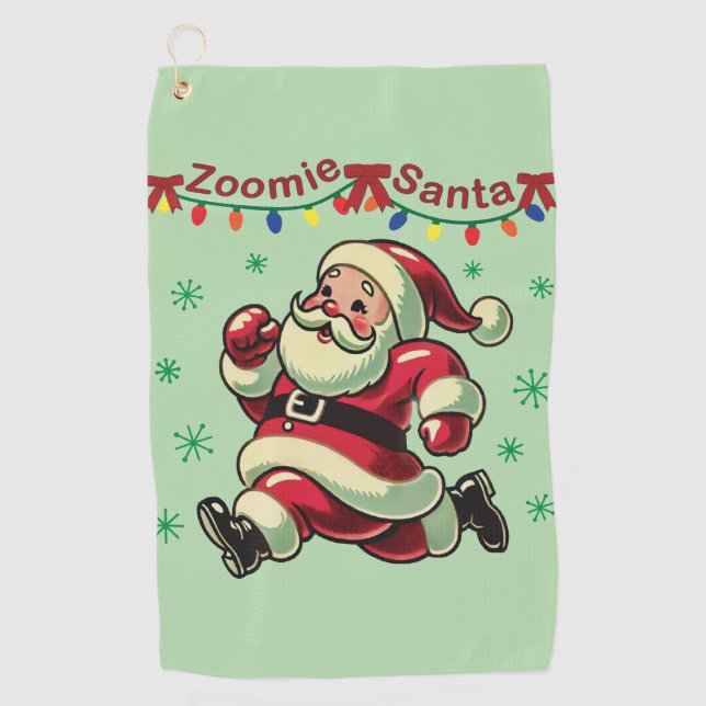 Zoomie Santa Christmas Golfhandtuch (Vorderseite)