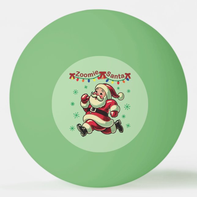 Zoomie Santa Christmas Tischtennisball (Vorderseite)