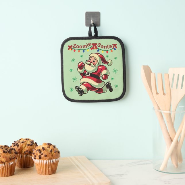 Zoomie Santa Christmas Topflappen (Insitu (Hängend))