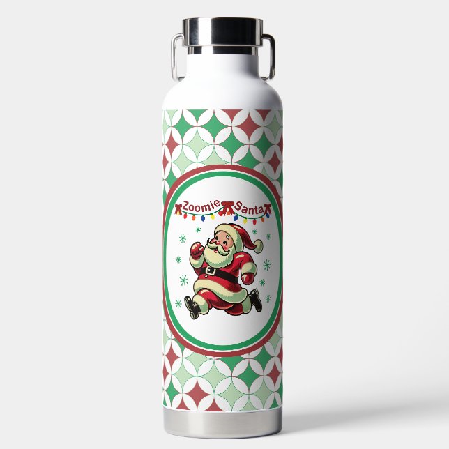 Zoomie Santa Christmas Trinkflasche (Vorderseite)