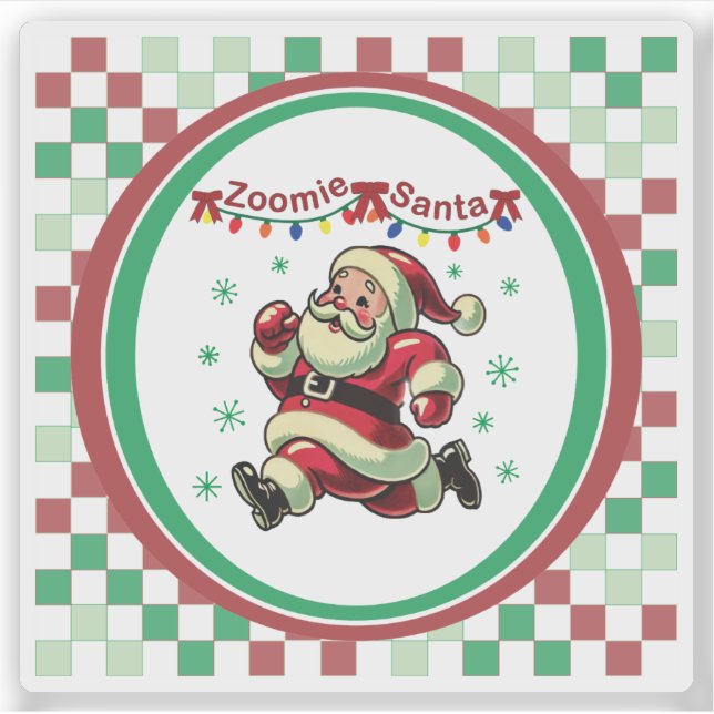 Zoomie Santa Weihnachten Aufkleber (Vorderseite)