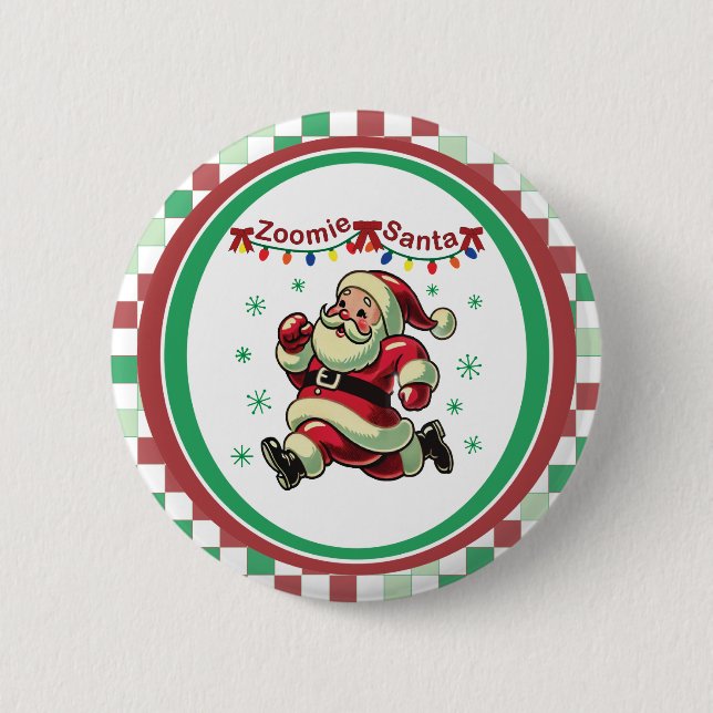 Zoomie Santa Weihnachten Button (Vorderseite)