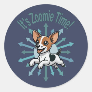 Zoomie Time Rat Terrier Runder Aufkleber