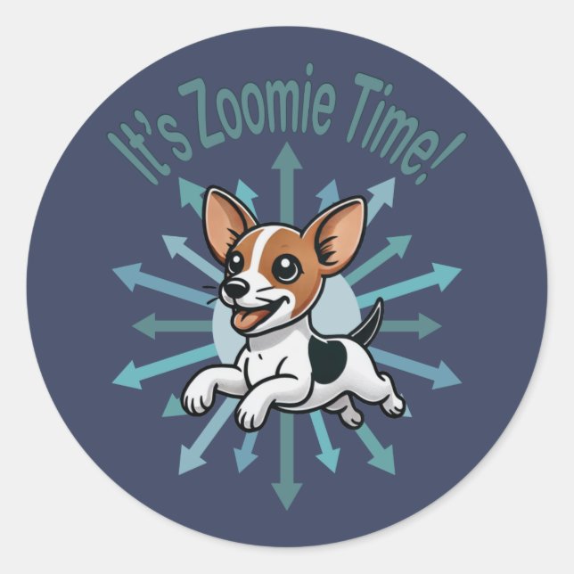 Zoomie Time Rat Terrier Runder Aufkleber (Vorderseite)