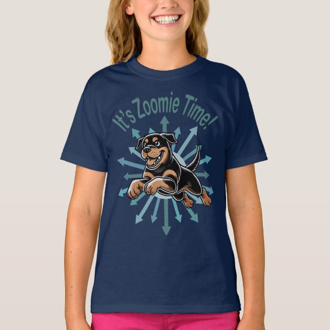 Zoomie Time Rottweiler T-Shirt (Vorderseite)