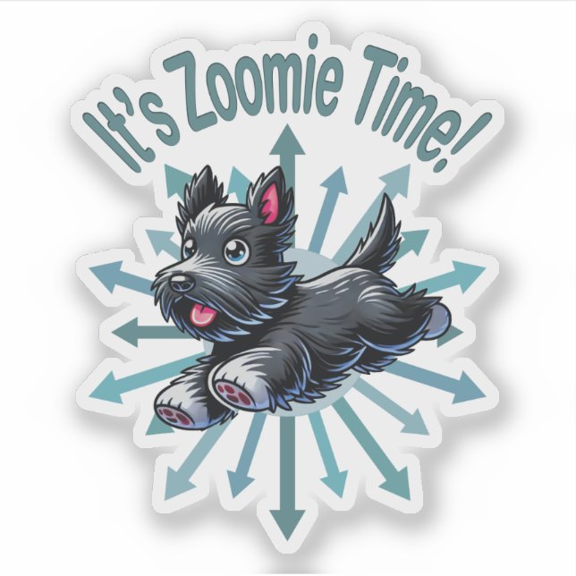 Zoomie Time Scottish Terrier Aufkleber (Vorderseite)