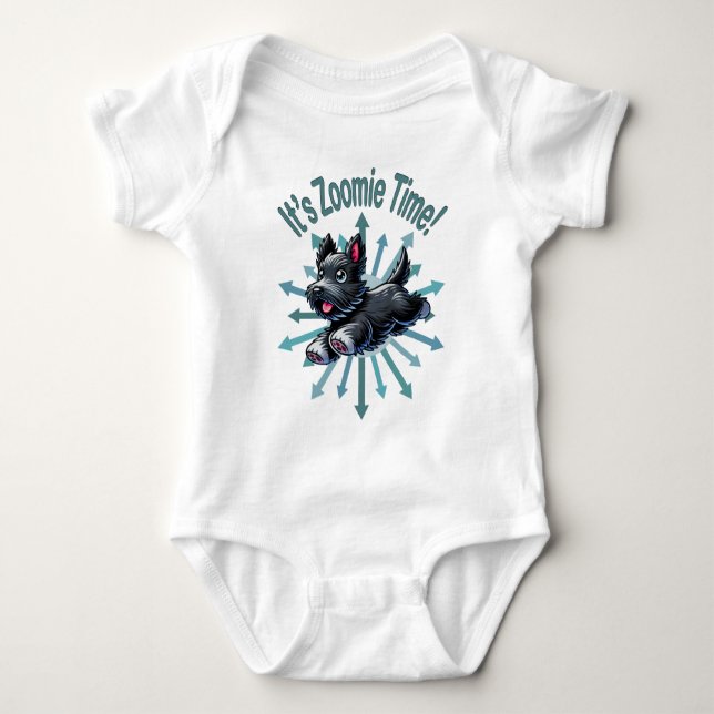 Zoomie Time Scottish Terrier Baby Strampler (Vorderseite)