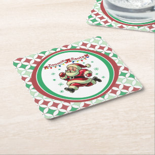 Zoomie Weihnachtsmann Weihnachten Rechteckiger Pappuntersetzer