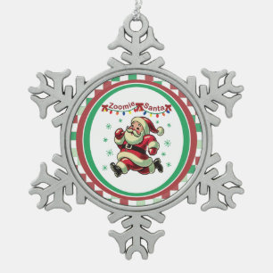 Zoomie Weihnachtsmann Weihnachten Schneeflocken Zinn-Ornament