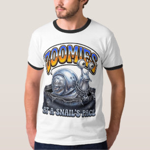 Zoomies Biker-Totenkopf-Helm-Kunst T-Shirt