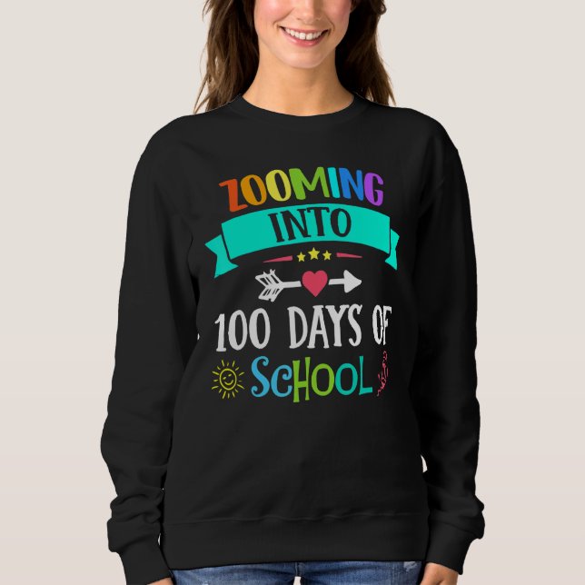 Zooming Into 100 Days Of School Teacher Kids   Sweatshirt (Vorderseite)